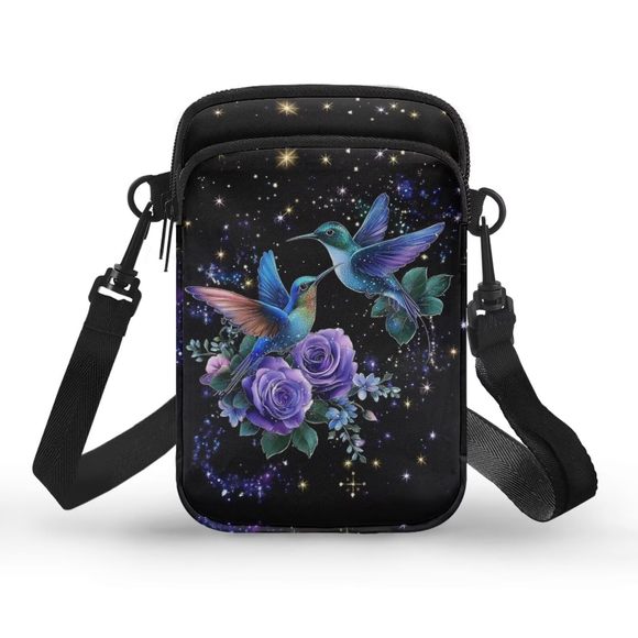 Hummingbird Small Crossbody Bag Canvas Cross Body Purses Rose Mini :P - Picture 1 of 6
